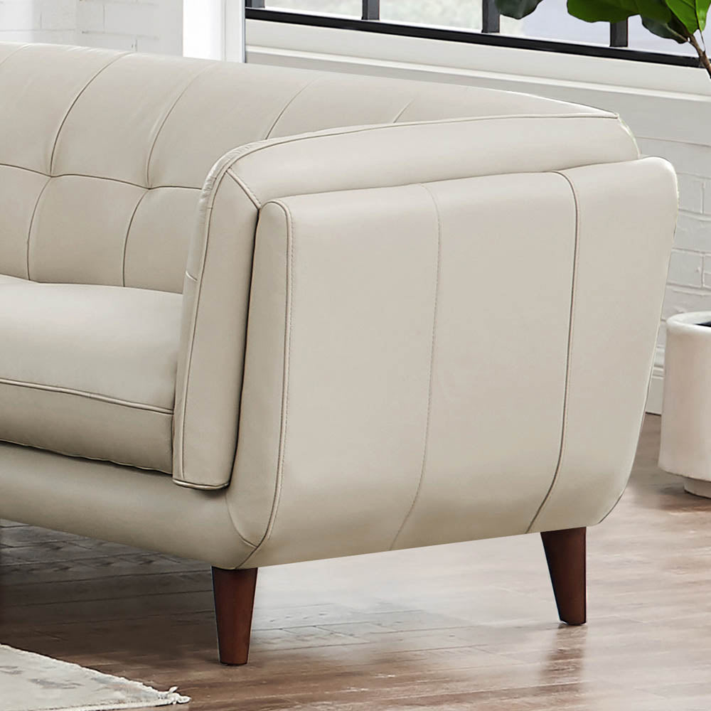 Solana Leather Loveseat Beige Down Filling Genuine Leather