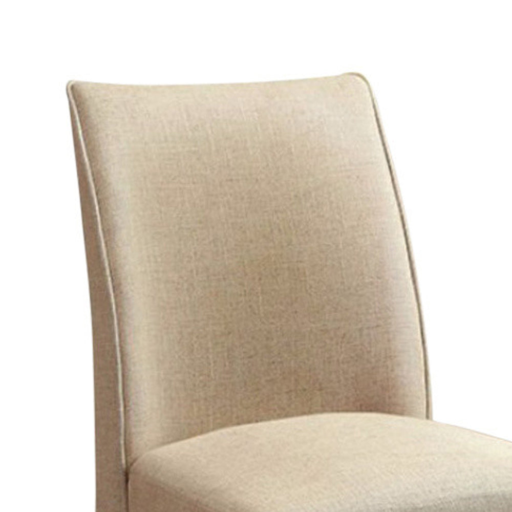 Cimma Contemporary Side Chair Withivory Flax Fabric Set Of 2 Ivory Solid Wood