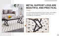 A Modern Minimalist Style Marble Patterned Coffee Table With Black Metal Legs. Computer Desk. Game Table. Tea Table. Ct Xx White Black Sintered Stone