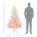 Homcom 6Ft Unlit Spruce Artificial Christmas Tree With Realistic Branches And 800 Tips, Pink Pink Plastic