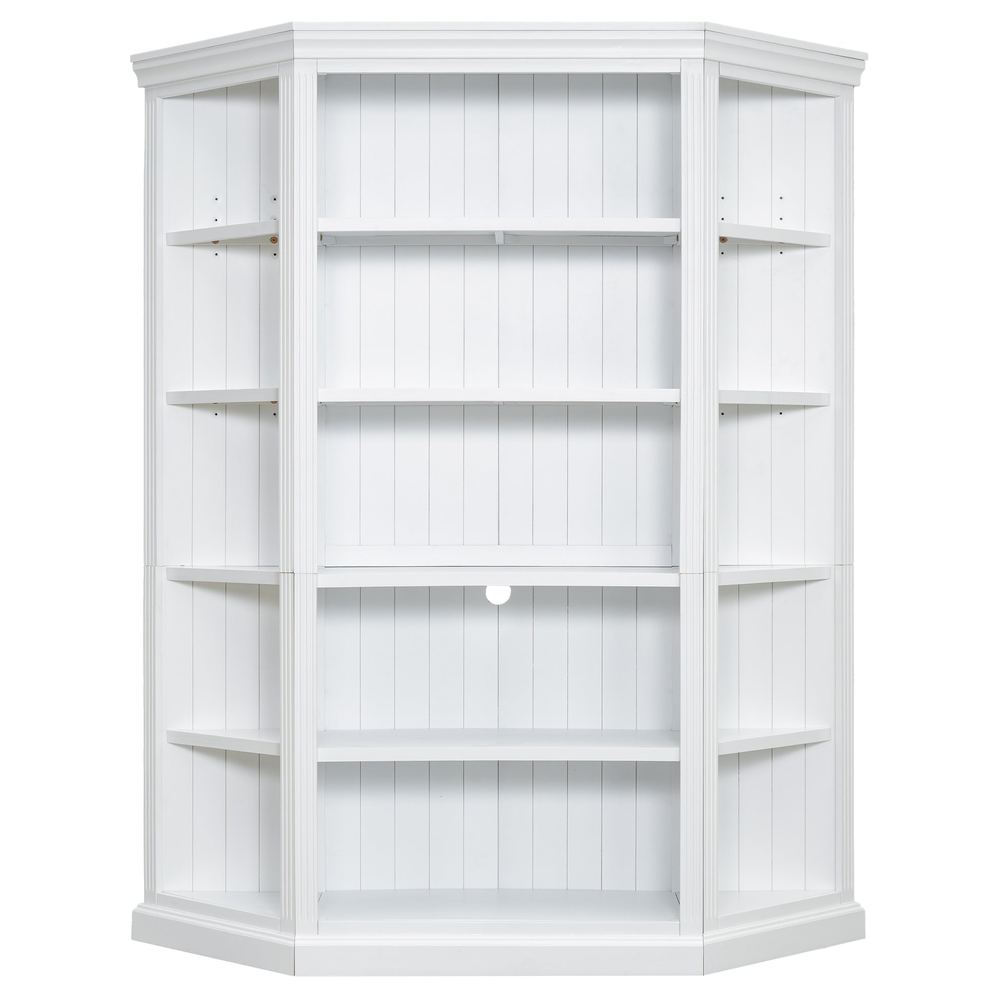 83.4" Tall Wood Bookcase With Two Corner Shelf Suite,5 Tier Home Decor Bookshelves Suite With Adjustable Storage Shelves,Free Standing Storage Shelves Suite For Living Room,Home Office,White White