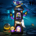 Outsunny 8.5Ft Halloween Inflatables Horror Tree House With Witch, Black Cat, Ghost And Pumpkin Man, Blow Up Halloween Decorations Outdoor Led Yard Display, Waterproof Black Polyester