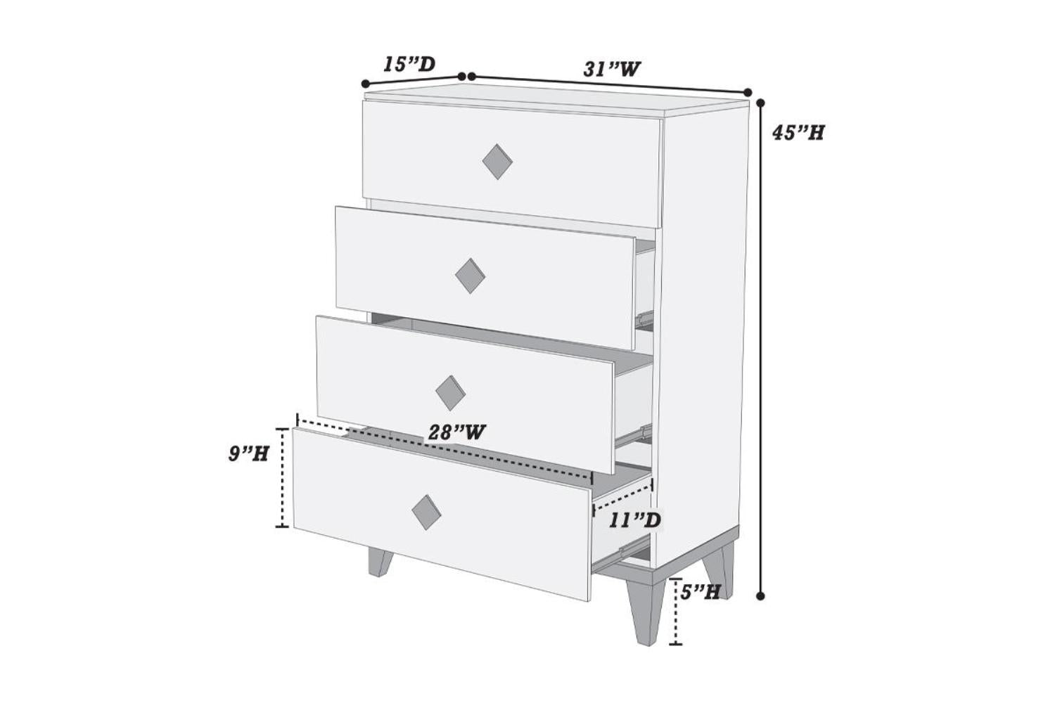 Modern Design Bedroom Furniture 1Pc Cream 4 Drawers Beautiful Chest With Faux Marble Top Black,Cream Modern Wood