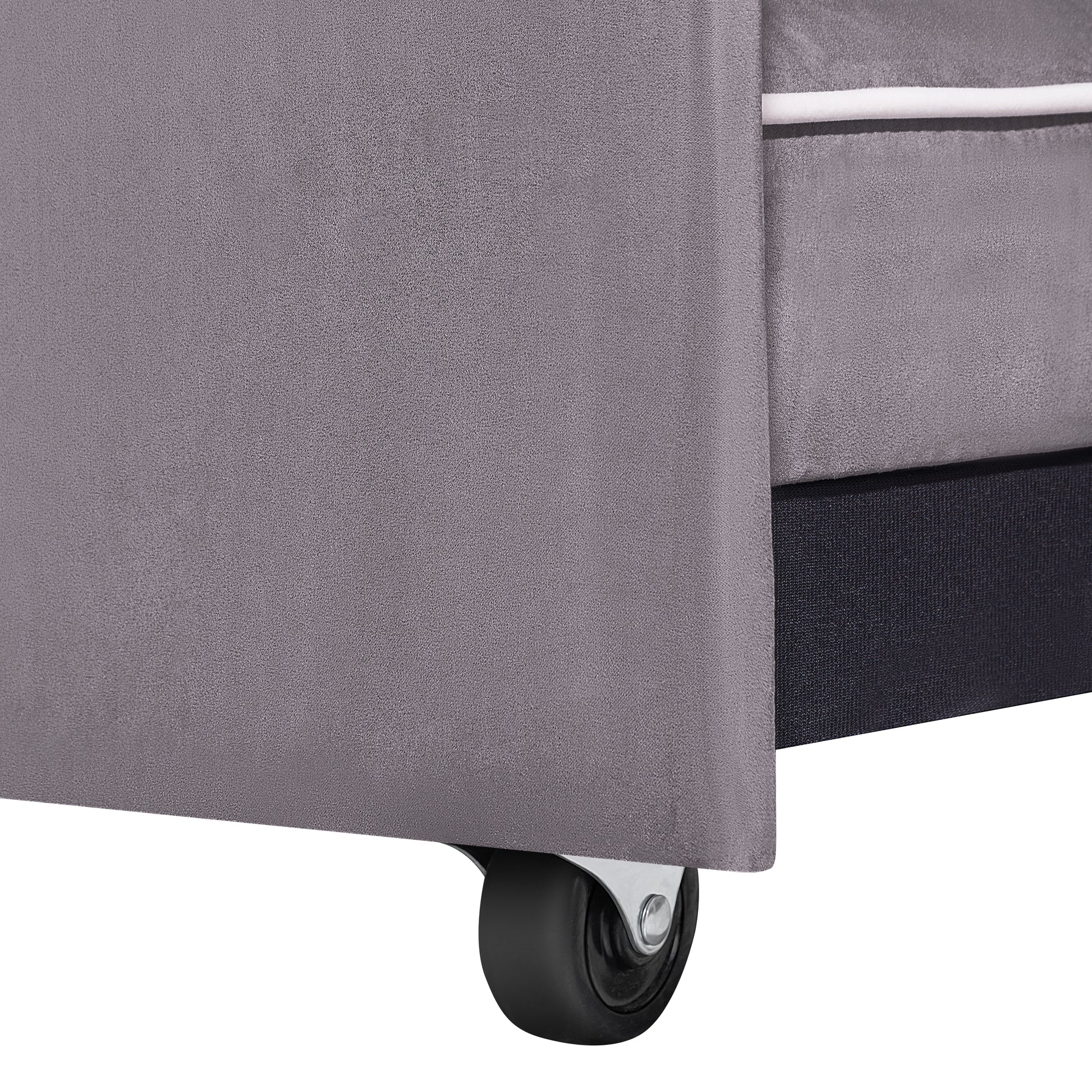 1 Multifunctional Foldable Sofa Bed In 3 Different Lengths, Modern Sofa, Upgraded Suede Fabric, Adjustable Backrest, With Usb Port, Ashtray, And Rotating Telephone Stand Gray Suede Plywood 2 Seat