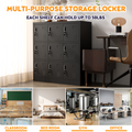 9 Door Employee Storage Locker, Metal Lockers For Office, Gym, School, And Homewith Card Slot Black Freestanding 5 Or More Spaces Powder Coated Black Gym Door Locks Modern Metal Metal