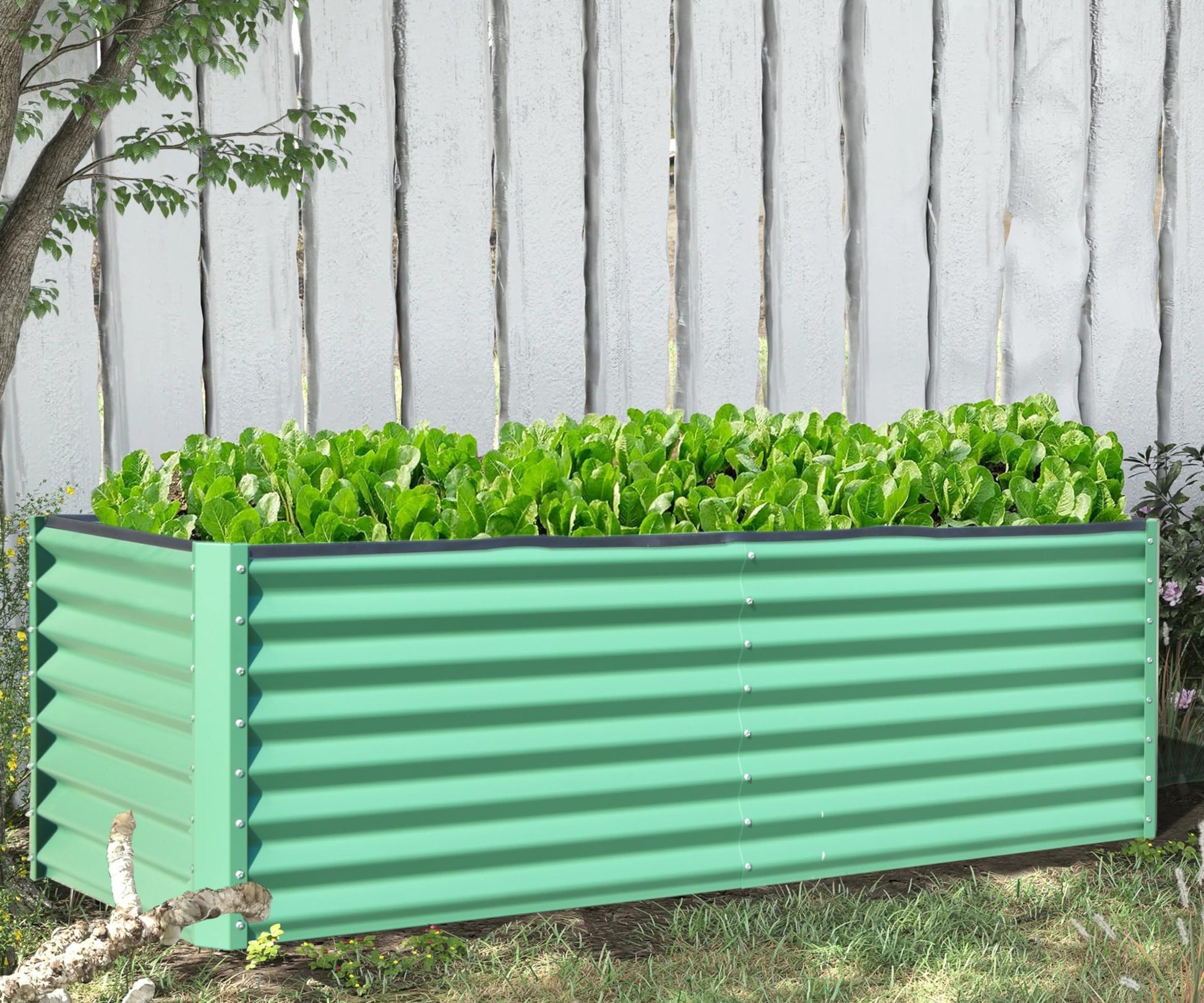 6X3X2Ft Galvanized Raised Garden Bed, Outdoor Planter Garden Boxes Large Metal Planter Box For Gardening Vegetables Fruits Flowers,Green Green Garden & Outdoor Steel