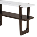 Retro Elegant Console Table With Marble Effect Top And Versatile Storage Solutions For Entryway And Living Room Espresso Espresso Solid Wood Mdf