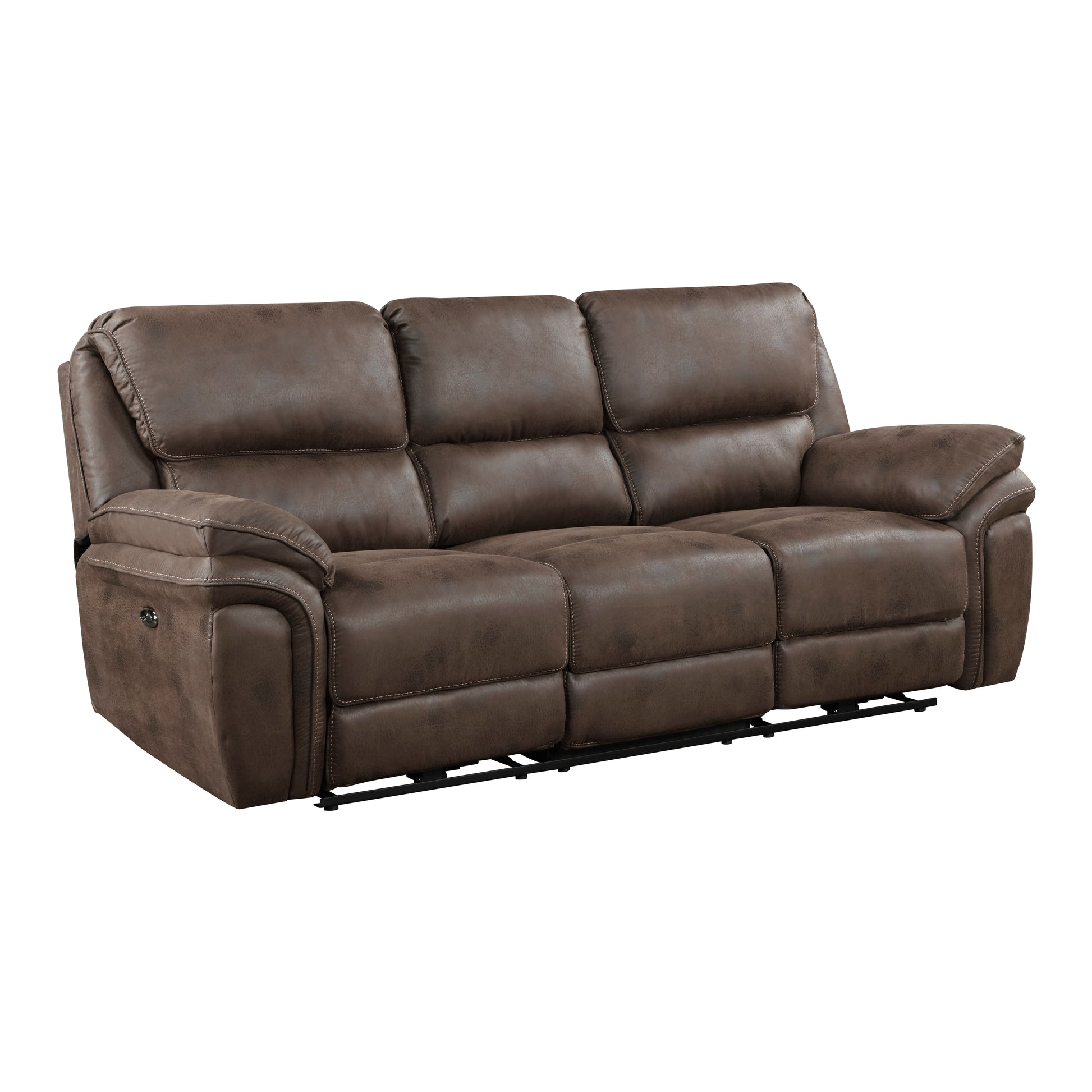 Plush Modern Living Room Sofa Set 2Pc Power Reclining Sofa And Loveseat Brown Microfiber Upholstery Usb Port Solid Wood Frame Furniture Brown Microfiber Wood Primary Living Space Modern Plywood,Solid Wood 5 Seat