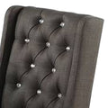 25 Inch Wood Dining Chair, Set Of 2, Button Tufted Wingback Design, Black Black Solid Wood