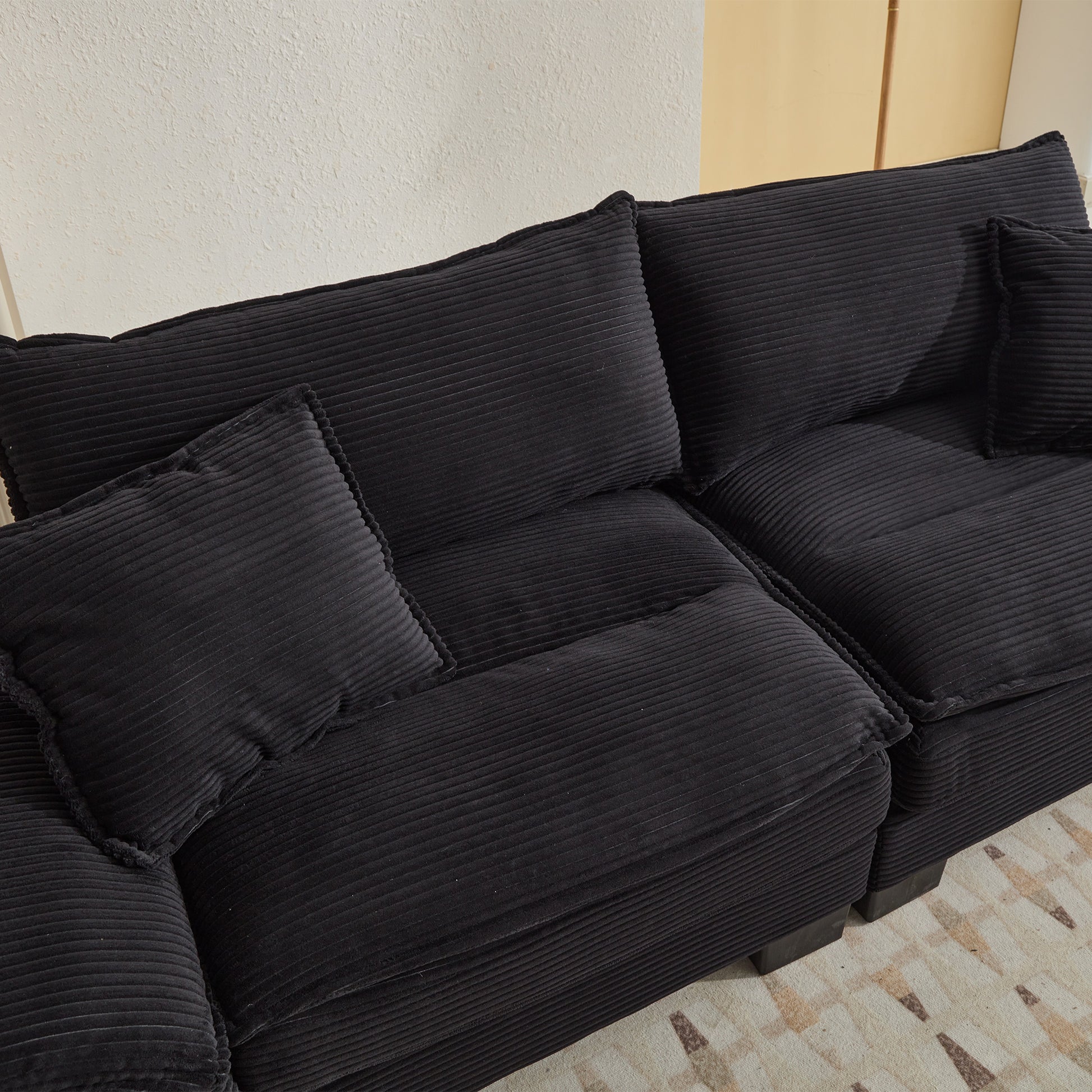 Corduroy Sofa Sleeper Couch Loveseat Sofa With Pillows Comfy Upholstered Deep Seat Sofa For Bedroom,Living Room,Apartment,Office,Dorm Black Corduroy Black Foam Upholstered 2 Seat