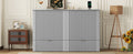 Queen Size Murphy Bed Wall Bed With Drawer And A Set Of Sockets & Usb Ports, Pulley Structure Design, Gray Queen Gray Plywood