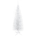 Homcom 5' Artificial Pencil Christmas Tree, Slim Xmas Tree With 294 Realistic Branch Tips And Plastic Stand, White White Plastic