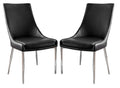 Contemporary Style Set Of 2Pcs Dining Chairs Blacksilver Finish Metal Legs Side Chair Dining Room Furniture Black,Silver Dining Room Contemporary,Modern Dining Chairs Solid Back Set Of 2 Faux Leather,Metal