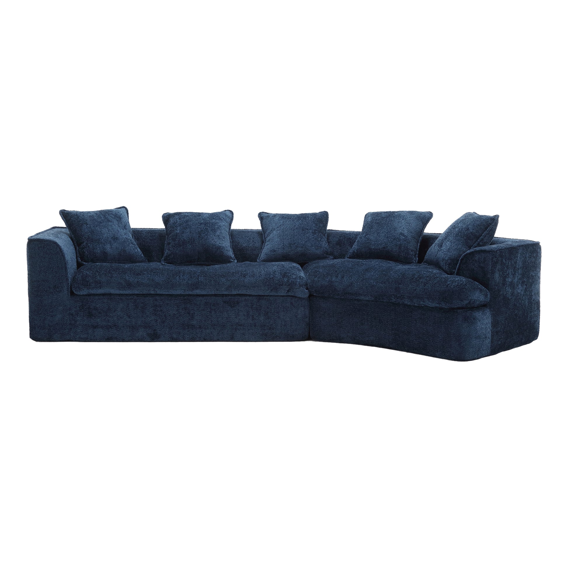 Coolmore Boucle Sofa 3 Seater For Living Room Oversized Comfy Sofa Unique Double Seat And Corner Construction For Apartment, Office Left Hand Facing Navy Navy Primary Living Space Foam Boucle 3 Seat