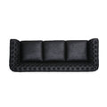 Black 3 Seater Faux Suede Sofa With Rolled Arms Modern, Elegant, And Comfortable Couch, Perfect For Living Room, Office, Primary Living Spaces, Bedroom, Ideal For Contemporary Home Decor Black Suede Wood Primary Living Space Medium Soft Tight Back Medium