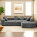 L Shaped Modular Modern Compressed Gray Sofa,Comfy Corduroy Fluffy Couch With Deep Seat,No Assembly Required Couch For Living Room Gray Linen Wood Primary Living Space Soft Cushion Back Extra Heavy