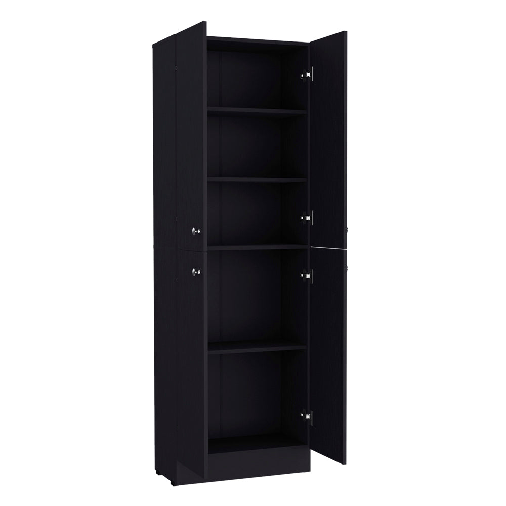 Pantry Cabinet Coahoma, Kitchen, Black Black Particle Board Engineered Wood