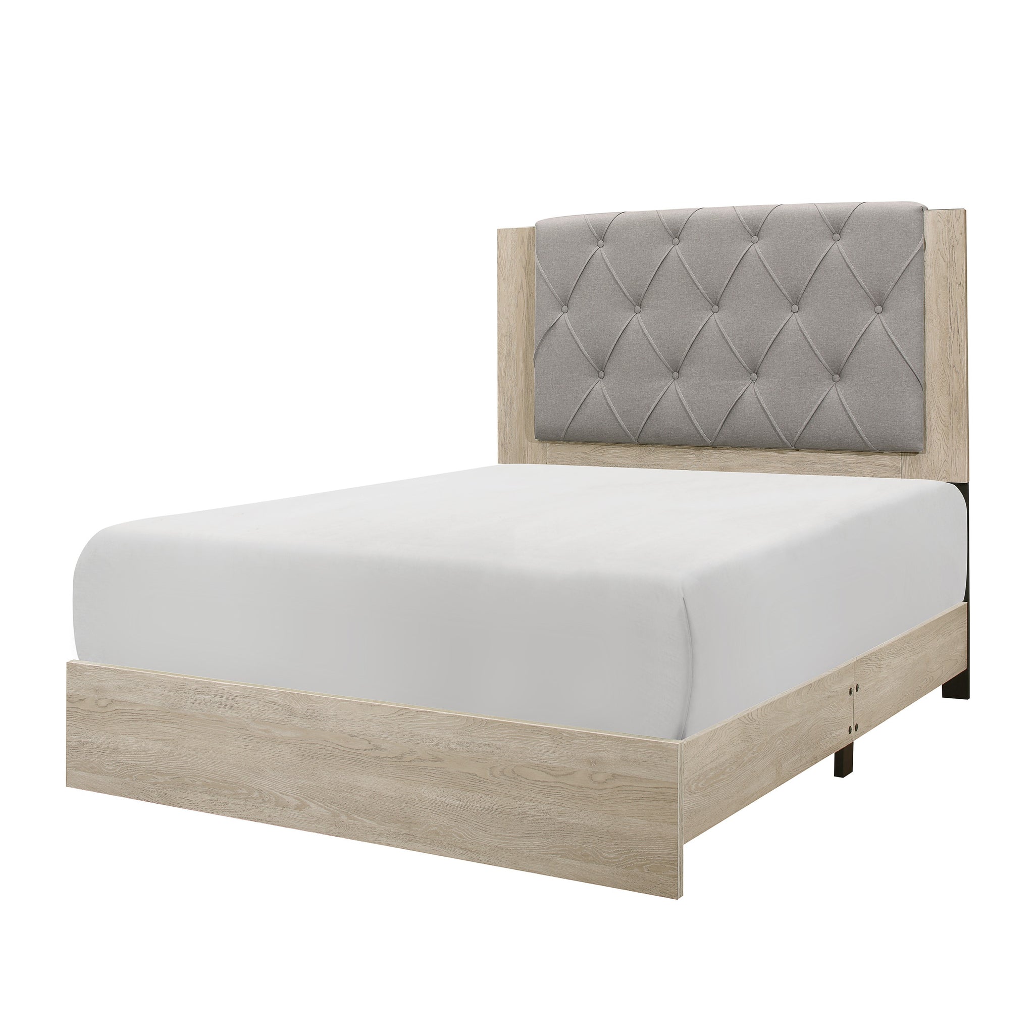 Modern Design Bedroom Furniture Cream Finish 1Pc Beautiful Full Bed Button Tufted Fabric Upholstered Headboard, Bed In A Box Box Spring Required Full Cream Wood Bedroom Modern Polyester Wood