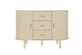 Sideboard Buffet Storage Cabinetaccent Cabinet With Smoothly Sliding Tambour Doorsmodern Kitchen Buffet Cabinet With 3 Drawer And 2 Doors For Living Room Dining Room Natural Mdf