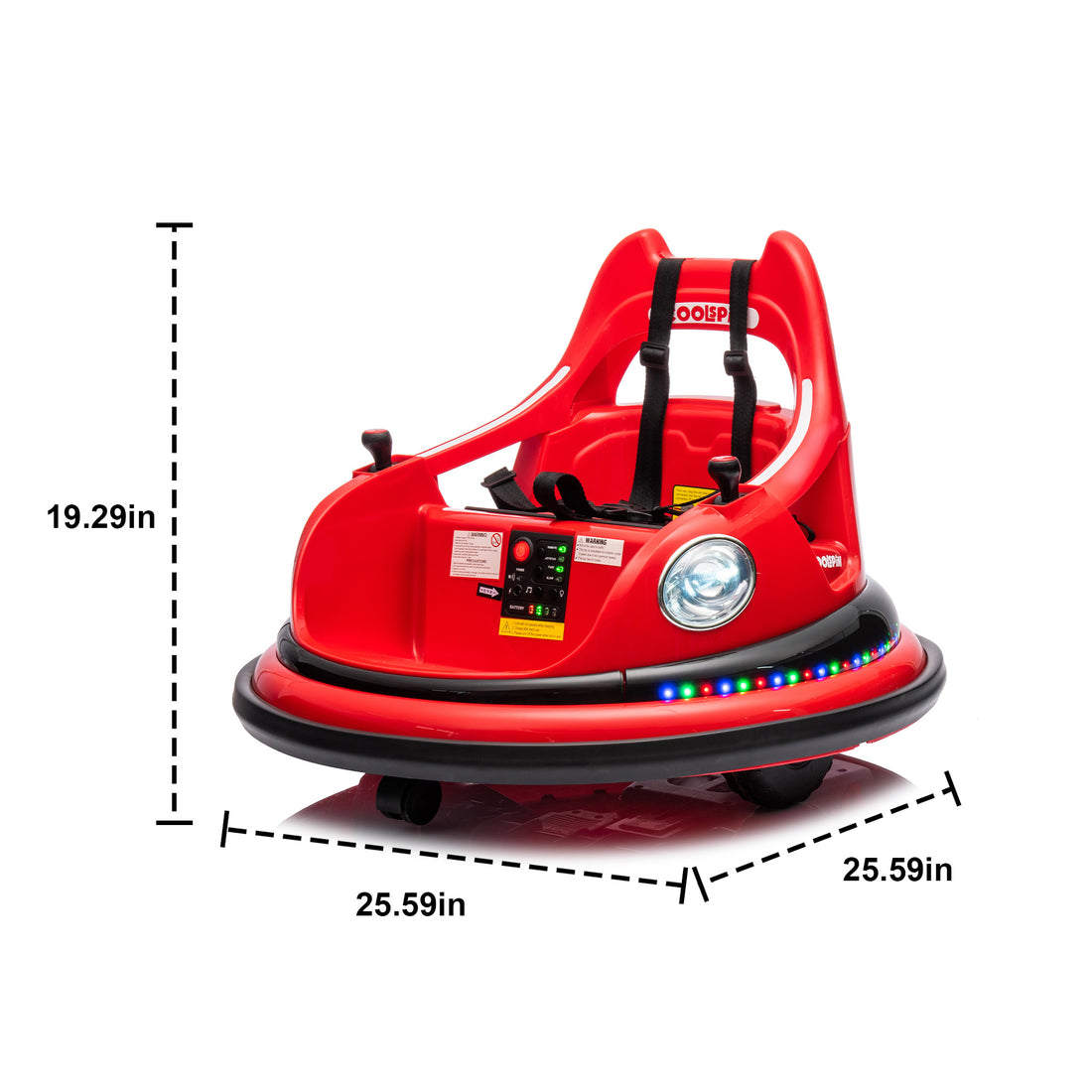 12V Ride On Bumper Car For Kids,Electric Car For Kids,1.5 5 Years Old,W Remote Control, Led Lights, Bluetooth & 360 Degree Spin, Vehicle Body With Anti Collision Paddingfive Point Safety Belt,2Wd Red Polyethylene