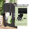 Patio 35.4''X17.7''X37.4'' Mini Wood Cold Frame, Compact 2 Doors Garden Greenhouse With Wheels, Raised Bed With Liner For Indoor Outdoor Use, Black Black Garden & Outdoor Casual Wood