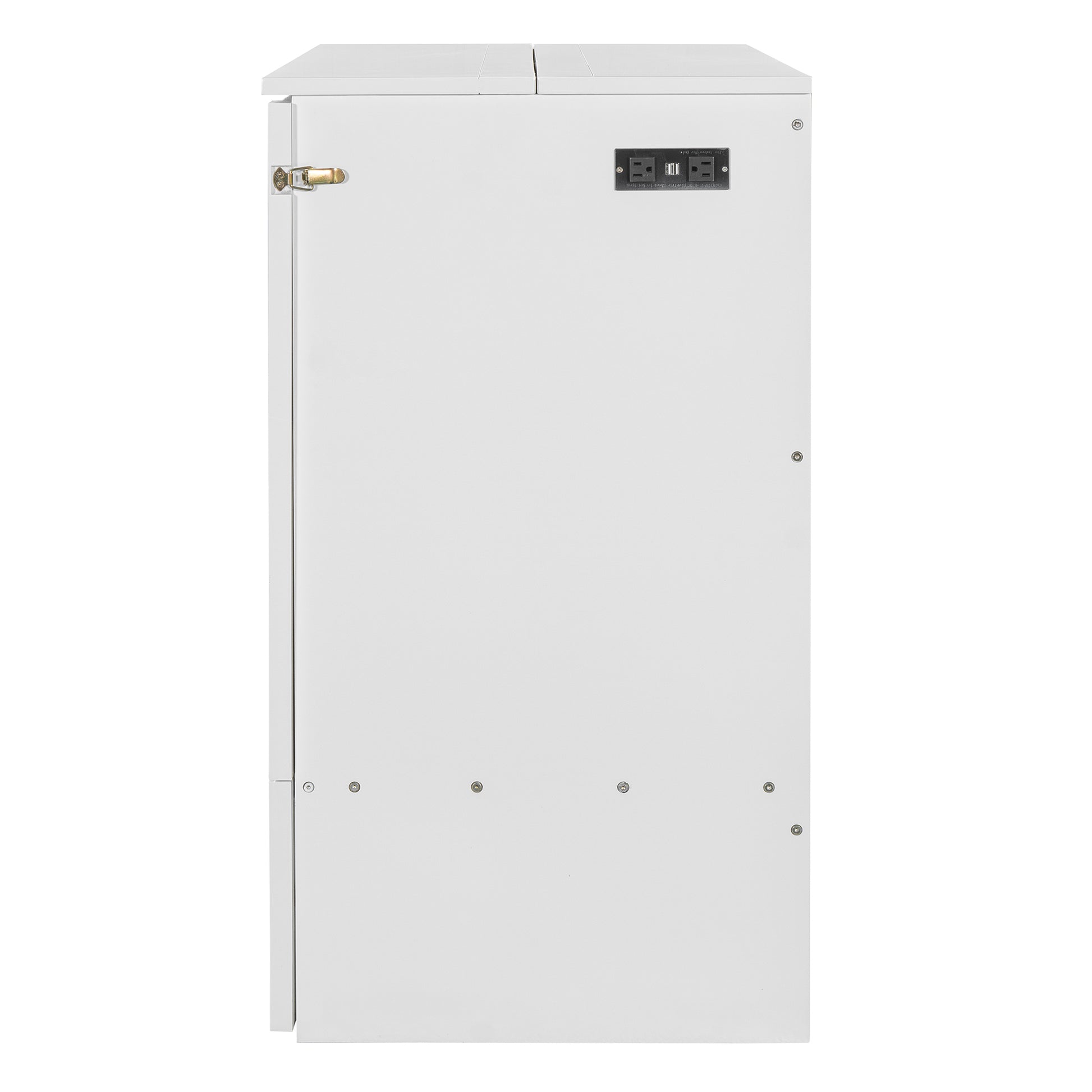 Full Size Murphy Bed With Drawer And A Set Of Sockets & Usb Ports, Pulley Structure Design, White Full White Plywood