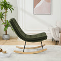 Lazy Rocking Chair,Comfortable Lounge Chair With Wide Backrest And Seat Wood Base, Upholstered Armless Rocker Chair For Living Room, Balcony,Bedroom And Patio Porch. Dark Green Cushion Iron Dark Green Primary Living Space Sponge Square Casual Rocking