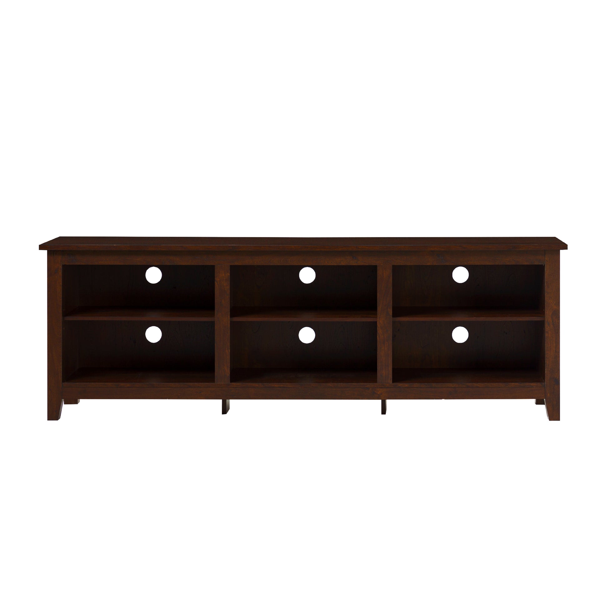 Modern Transitional 3 Shelf Open Storage 70" Tv Stand For 80" Tvs Brown Brown Mdf