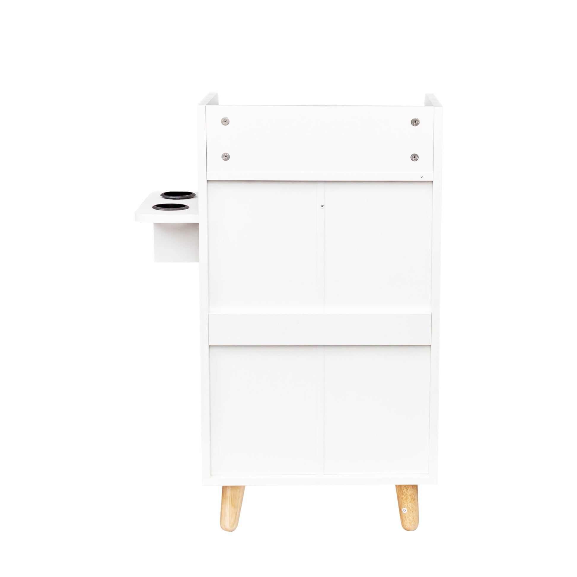 4 Layer Salon Storage Cabinet,Beauty Barber Salon Styling Station Organizer Equipment,Hair Stylist Station Set With 2 Hair Dryer Holders,4 Drawers And Raised Table Legs White Mdf