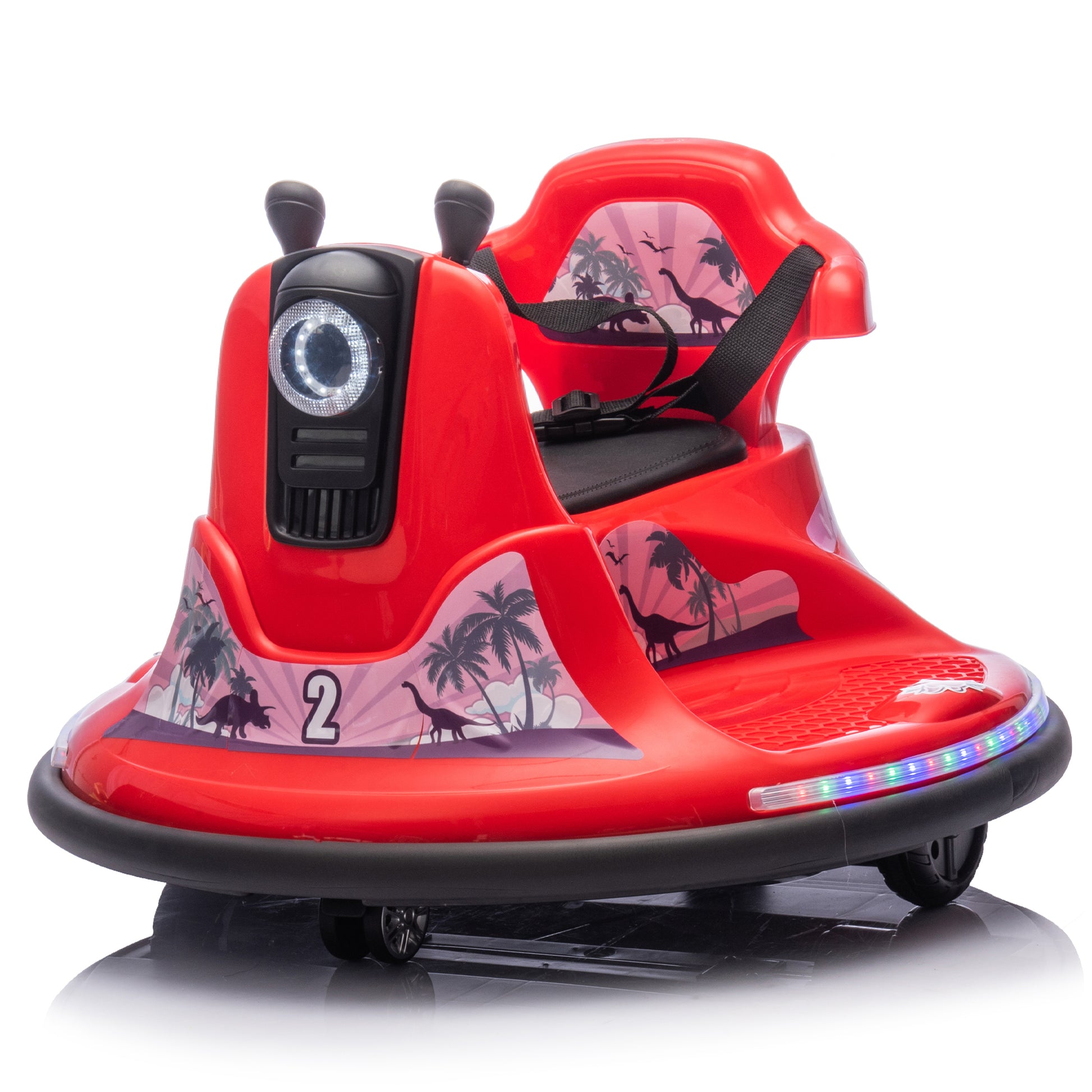 12V Kids Ride On Bumper Car W Parents Control,Rotate 360 Degrees,Two Handed Switch For Direction Control,Bumper Strip,Light Belt,Mp3 Music,Bluetooth,Provide A Speed Of 0.75Mph For Kids Of 2 5 Red 50
