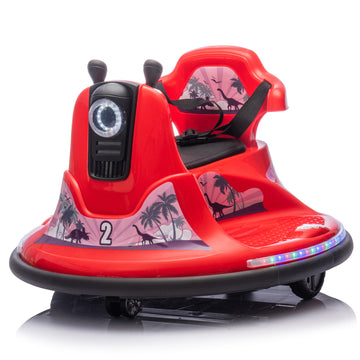 12V Kids Ride On Bumper Car W Parents Control,Rotate 360 Degrees,Two Handed Switch For Direction Control,Bumper Strip,Light Belt,Mp3 Music,Bluetooth,Provide A Speed Of 0.75Mph For Kids Of 2 5 Red 50