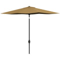 Outsunny 6.5' X 10' Rectangular Market Umbrella, Patio Outdoor Table Umbrella With Crank And Push Button Tilt, Coffee Coffee Steel