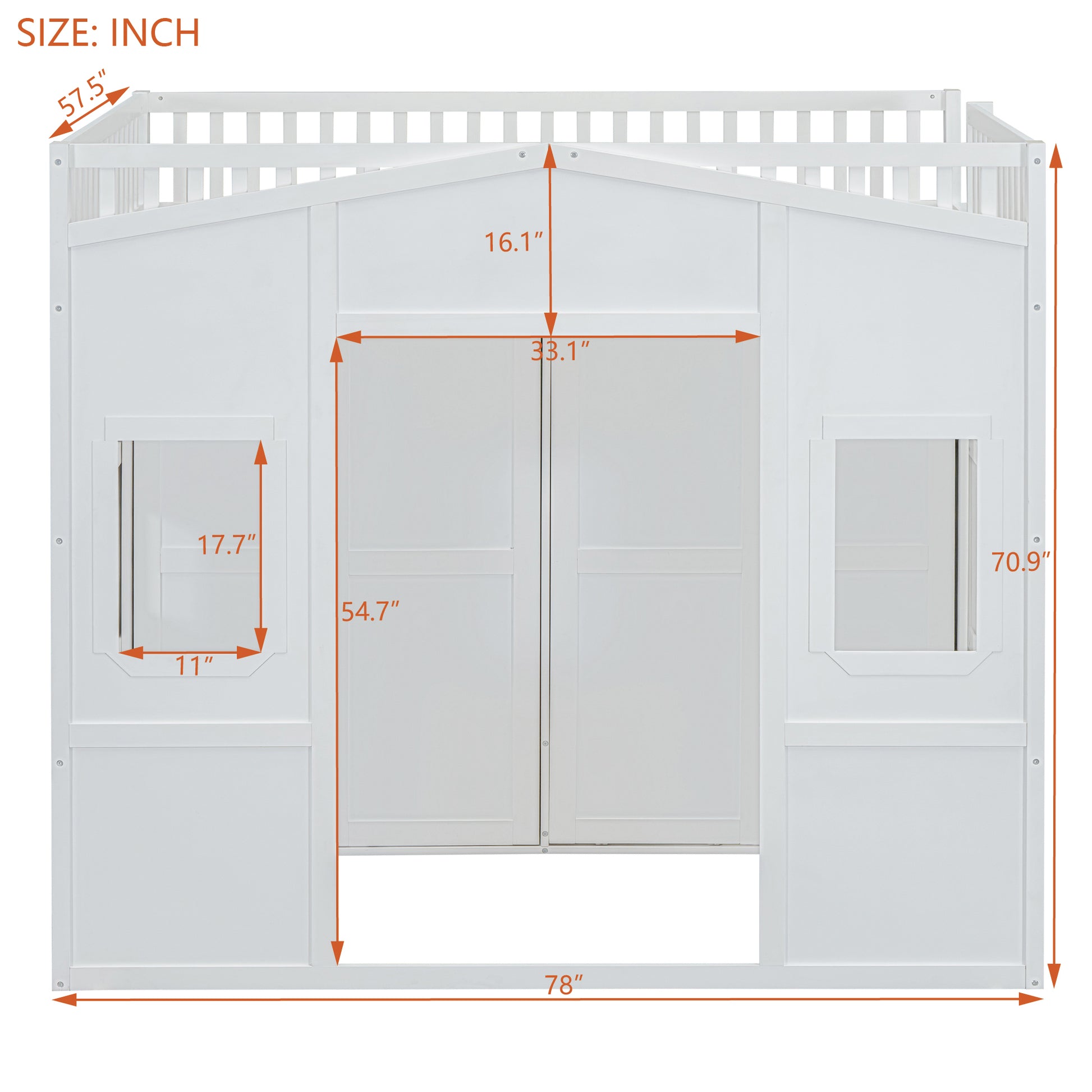 Full Size House Loft Bed With Ladder And Wardrobe White Full White Solid Wood