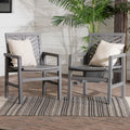 Modern 2 Piece Chevron Patio Chairs Grey Wash Gray Wash Acacia Wood