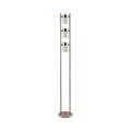 65 Inch Silver Floor Lamp, 3 Horizontal Swivel Lights, Frosted Glass Shade Silver Glass Metal