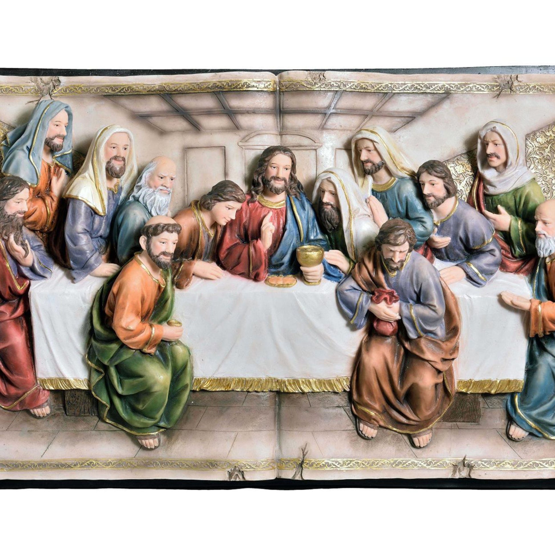 20" Tall Polyresin Decorative Plaque, Last Supper Multicolor Polyresin