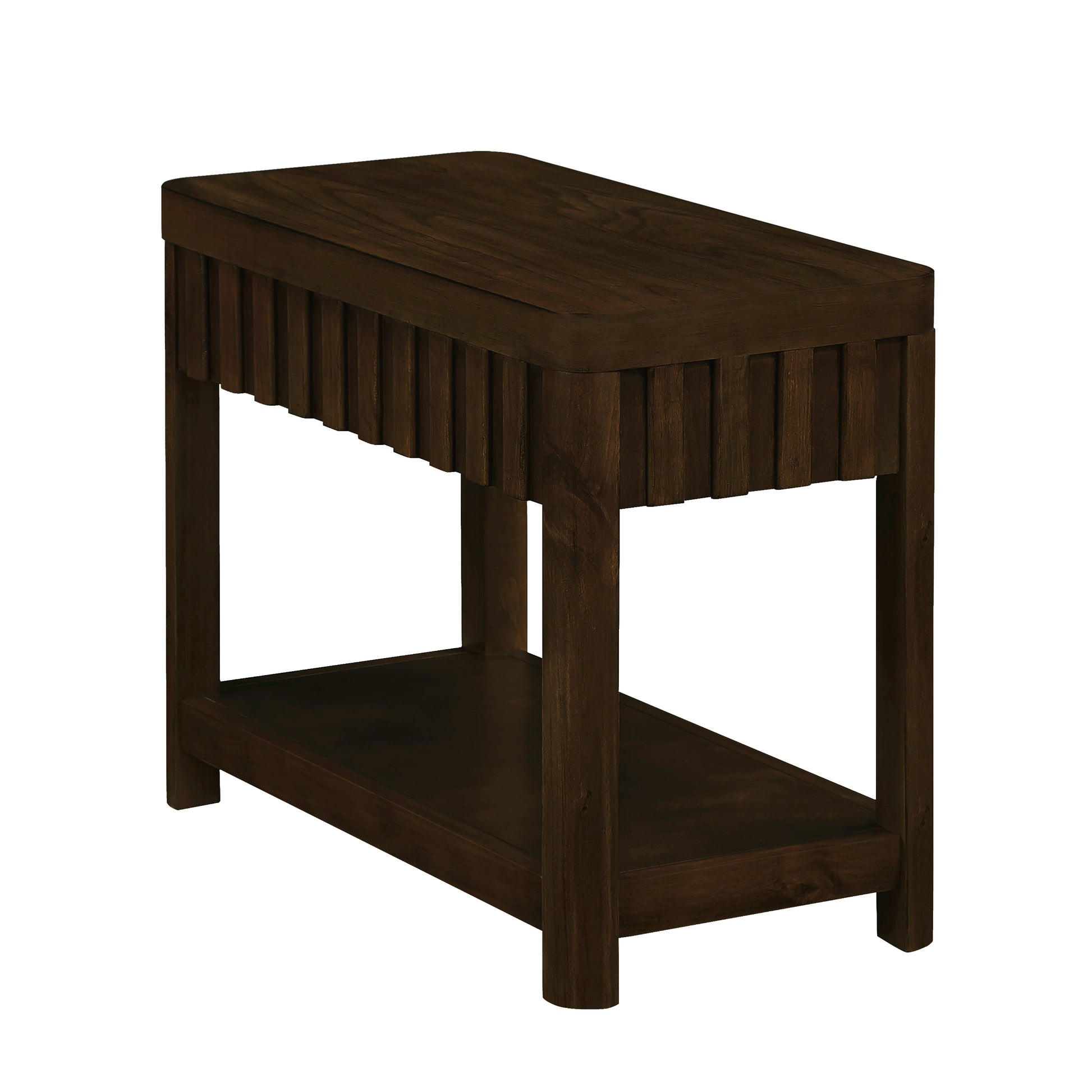 25'' Rectangular Farmhouse End Table With Storage Shelf, Sofa Side Table With Solid Wood Legs For Living Room, Bedroom, Office, Espresso Espresso Pine