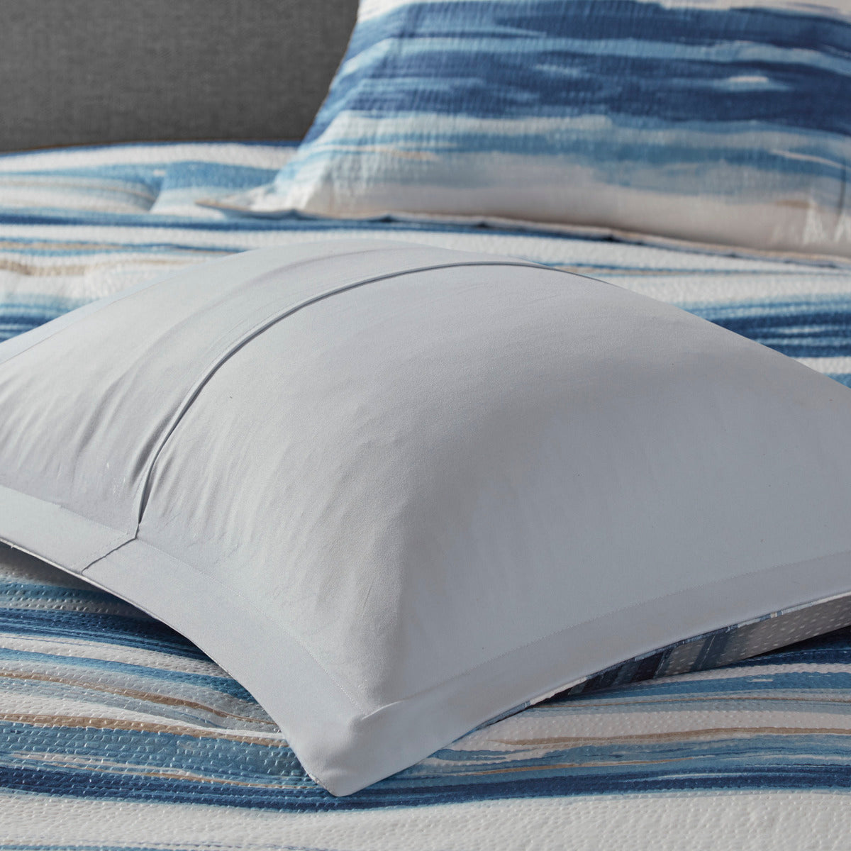 8 Piece Printed Seersucker Comforter And Quilt Set Collection Blue King Cal King King Blue Polyester