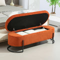 Coolmore Storage Ottoman,Bedroom End Bench,Upholstered Fabric Storage Ottoman With Safety Hinge, Entryway Padded Footstool, Ottoman Bench For Living Room & Bedroom Orange Orange Foam Velvet