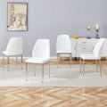 Set Of Four White Pu Comfort Dining Chairs 17.7