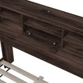 Queen Size Wooden Platform Bed With Storage Headboard,American Country Style Bed With Usb Charging Ports,Dark Walnut Queen Walnut American Traditional Mdf