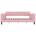 Twin Size Upholstered Tufted Daybed With 4 Support Legs, Pink Box Spring Not Required Twin Pink Wood Bedroom Daybeds Linen Upholstered