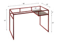 Yasin Glass Top & Red Finish Writing Desk Red Glass,Metal,Synthetic Wood
