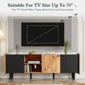 Mid Century Tv Stand With 3 Cabinets, Media Console Table For Tvs Up To 70'', Entertainment Center With Storage For Living Room, Bedroom, Home Theatre Black Brown Primary Living Space 60 69 Inches