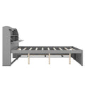 Full Size Wooden Led Platform Bed With Trundle, With Storage Headboard, With Drawers, Gray Full Gray Plywood