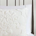 3 Piece Tufted Cotton Chenille Da Comforter Set Off White Full Queen Full Off White Cotton