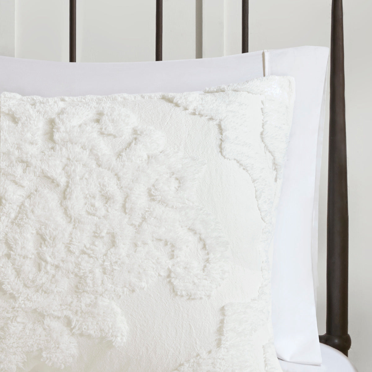 3 Piece Tufted Cotton Chenille Da Comforter Set Off White Full Queen Full Off White Cotton