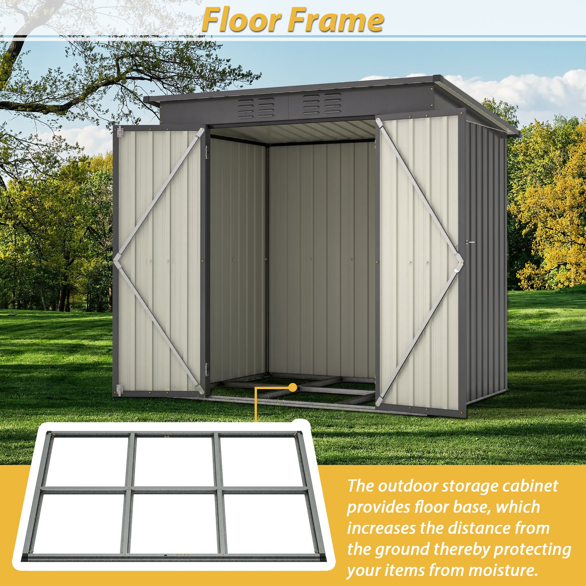 6 X 4 Ft Outdoor Storage Shed, All Weather Tool Shed For Garden, Backyard, Lawn, Black Black Metal