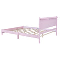 Queen Size Wood Platform Bed Frame, Retro Style Bed With Rectangular Headboard,No Need Box Spring,Pink Queen Pink Wood