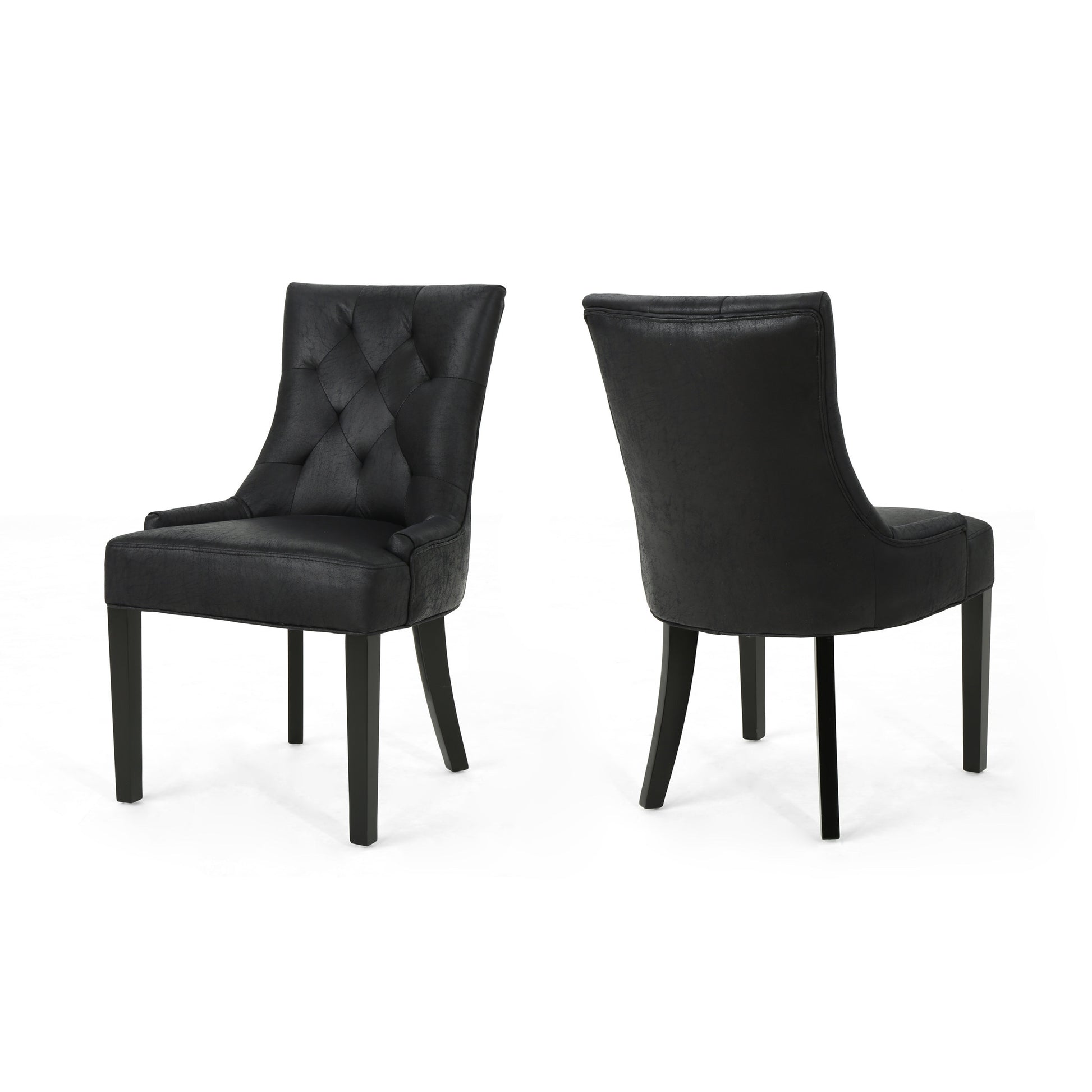 Cheney Dining Chair Kd Mp2 Set Of 2 Black Microfiber